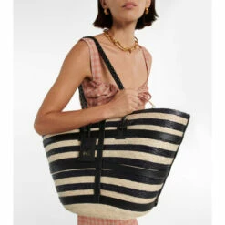 Altuzarra Leather-trimmed Striped Raffia Tote