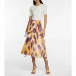Altuzarra Aetna Printed Pleated Midi Skirt