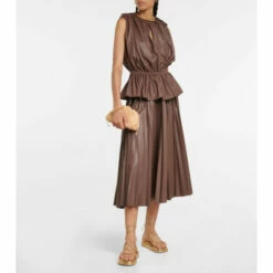 Altuzarra Sif Pleated Faux Leather Maxi Skirt